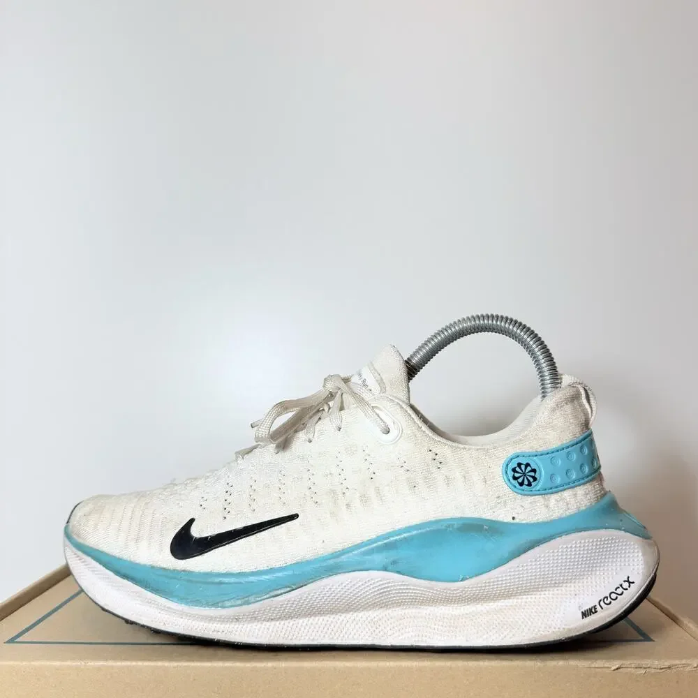 Women's Size 8 Nike ReactX InfinityRN 4 White Blue Flyknit Road Running Shoes - Picture 1 of 8